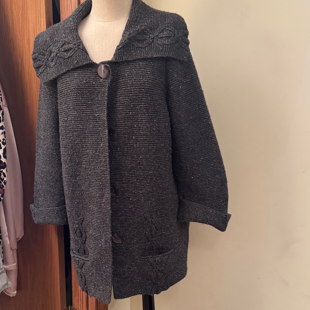 Cozy Charcoal Alpaca Knit Cardigan